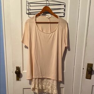 Women's Cream Lace Hem Top